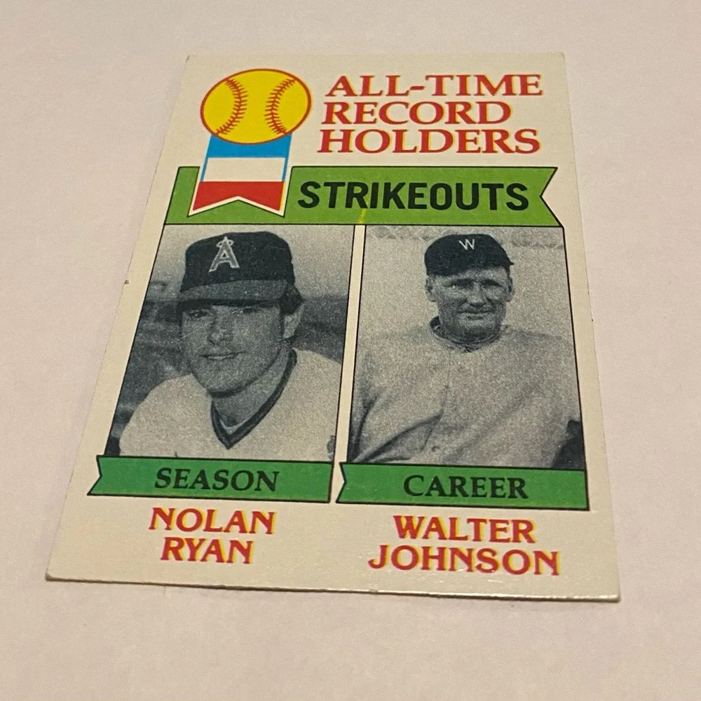 Nolan Ryan/Walter Johnson 1979 All-Time Record Holders Strikeouts Topps